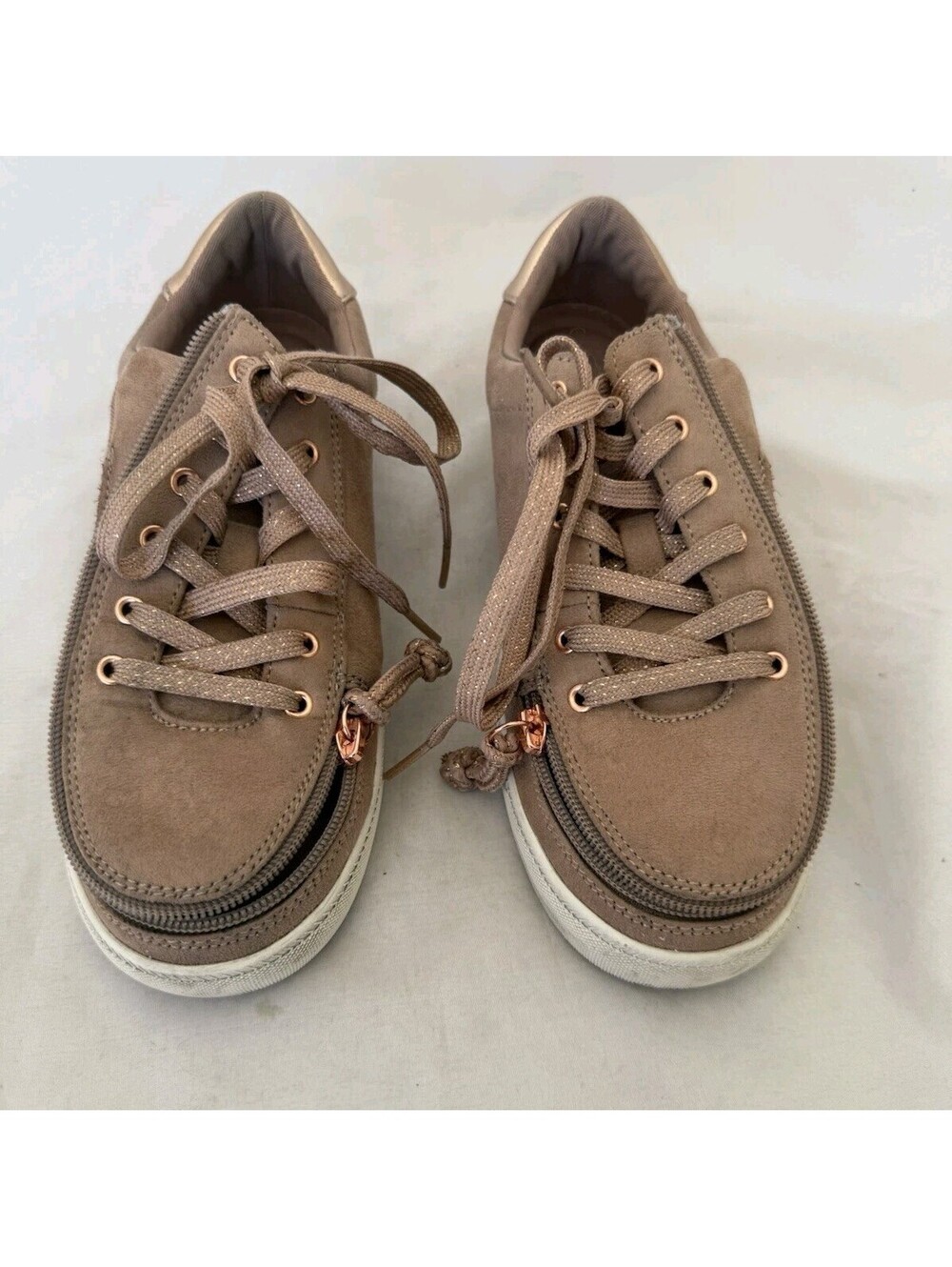 Billy Women's Classic Lace Low Sneakers Size 7 Blush Beige Zipper Closure Tie